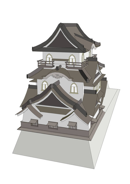beyaz arkaplanda izole edilmiş pagoda vektör illüstrasyonu - Vektör, Görsel