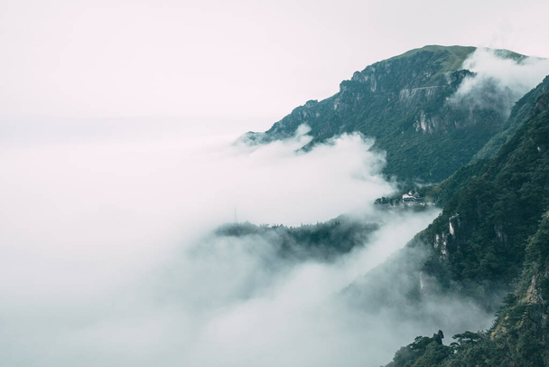 Mountain covered by clouds on top of Wugong Mountain (Wugongshan) in Jiangxi, China - 写真・画像