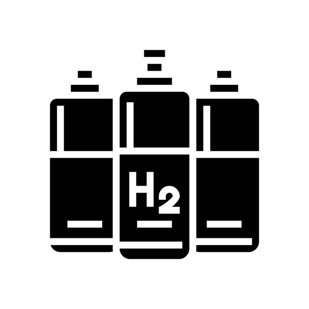 cylinders hydrogen glyph icon vector illustration - Vector, Image
