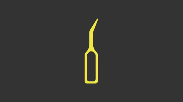Žlutý zubní průzkumník škálovač pro ikonu zubů izolované na šedém pozadí. Grafická animace pohybu videa 4K - Záběry, video