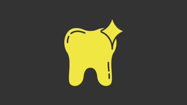 Dente giallo sbiancamento concetto icona isolata su sfondo grigio. Simbolo del dente per la clinica odontoiatrica o il centro medico dentistico. Animazione grafica 4K Video motion - Filmati, video