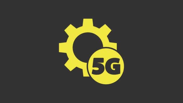 Żółty Ustawienie 5G nowy bezprzewodowy internet bezprzewodowy połączenie ikona izolowane na szarym tle. Globalna technologia szybkich połączeń sieciowych. 4K Animacja graficzna ruchu wideo - Materiał filmowy, wideo