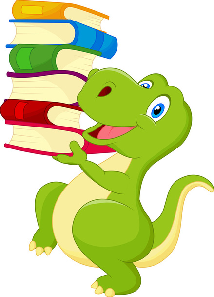Dinosaurio con libro
 - Vector, imagen