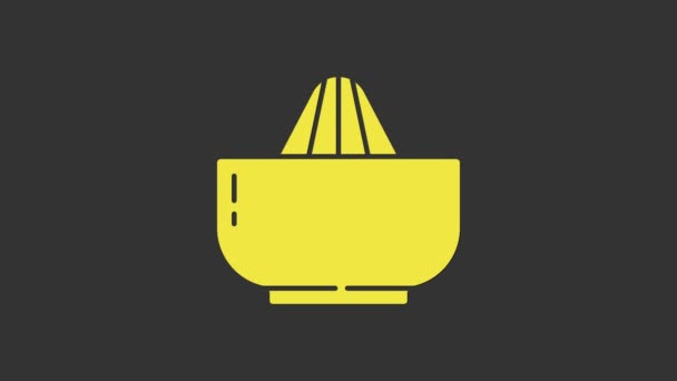 Icône de presse-agrumes jaune isolée sur fond gris. Animation graphique de mouvement vidéo 4K - Séquence, vidéo