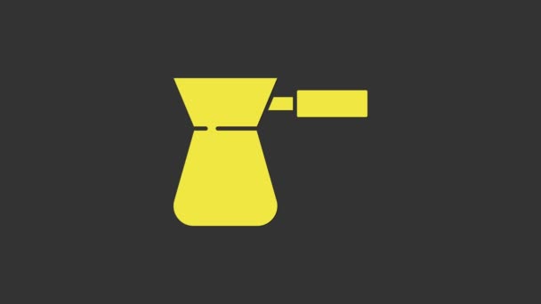 Κίτρινος καφές Turk εικονίδιο απομονώνονται σε γκρι φόντο. 4K Γραφική κίνηση κίνησης βίντεο - Πλάνα, βίντεο