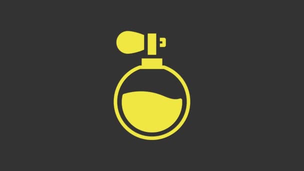 Żółta ikona perfum odizolowana na szarym tle. 4K Animacja graficzna ruchu wideo - Materiał filmowy, wideo