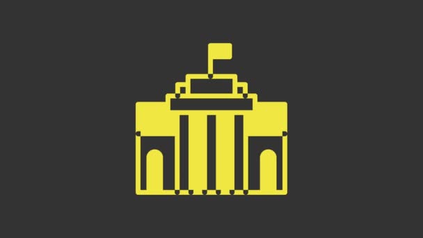 Icono museo amarillo del Prado aislado sobre fondo gris. Madrid, España. Animación gráfica de vídeo 4K - Imágenes, Vídeo