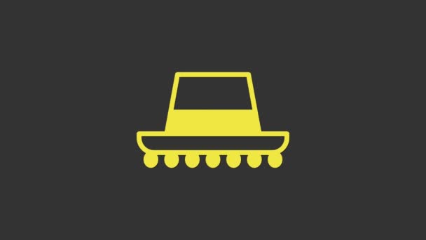 Ícone de chapéu espanhol tradicional amarelo isolado no fundo cinza. Animação gráfica em movimento de vídeo 4K - Filmagem, Vídeo