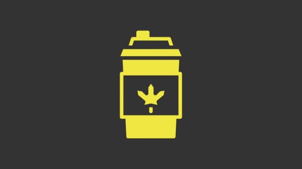 Sárga kávé csésze menni ikon elszigetelt szürke háttér. 4K Videó mozgás grafikus animáció - Felvétel, videó