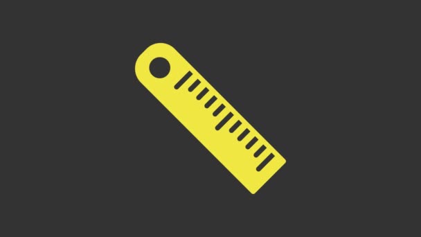グレーの背景に黄色の定規のアイコンが隔離されています。右端のシンボル。4Kビデオモーショングラフィックアニメーション - 映像、動画