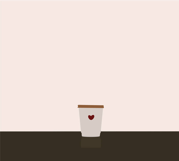 Café para llevar con corazón en taza. Ilustración vectorial para tarjetas de felicitación, carteles, pegatinas. Para diseño e impresión web. Con una inscripción "Para ti. Con amor" - Foto, imagen