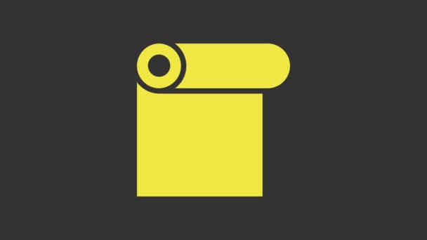 Gele Roll papier pictogram geïsoleerd op grijze achtergrond. 4K Video motion grafische animatie - Video