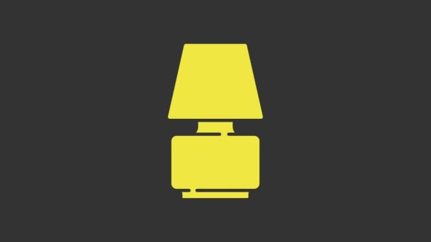 Gele Tafellamp pictogram geïsoleerd op grijze achtergrond. 4K Video motion grafische animatie - Video