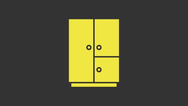 Sárga szekrény ikon elszigetelt szürke háttér. 4K Videó mozgás grafikus animáció - Felvétel, videó
