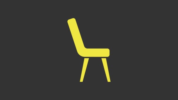 Icono de sillón amarillo aislado sobre fondo gris. Animación gráfica de vídeo 4K - Metraje, vídeo