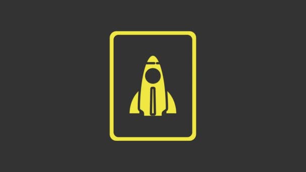 Yellow Business startup project concept εικονίδιο απομονωμένο σε γκρι φόντο. Σύμβολο νέων επιχειρήσεων, επιχειρηματικότητας, καινοτομίας και τεχνολογίας. 4K Γραφική κίνηση κίνησης βίντεο - Πλάνα, βίντεο