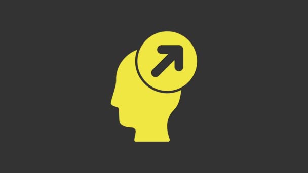 Ikona koncepcji łowieckiej żółtej głowy odizolowana na szarym tle. Cel biznesowy lub znak zatrudnienia. Zasoby ludzkie i rekrutacja dla biznesu. 4K Animacja graficzna ruchu wideo - Materiał filmowy, wideo
