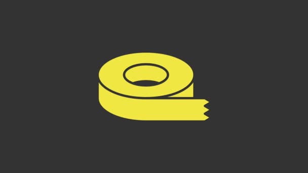 Icono de cinta escocesa amarilla aislado sobre fondo gris. Cinta aislante. Animación gráfica de vídeo 4K - Metraje, vídeo
