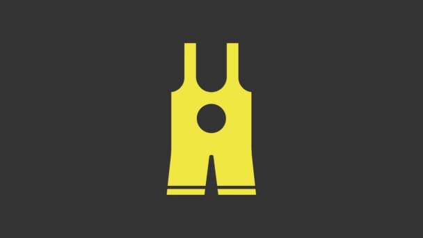 Yellow Wrestling singlet icoon geïsoleerd op grijze achtergrond. Worsteltricot. 4K Video motion grafische animatie - Video