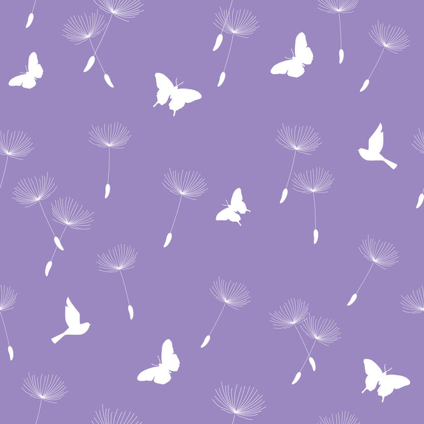 Modèle de papillon et pissenlit sans couture, illustration vectorielle - Vecteur, image