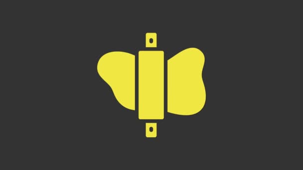 Žlutý váleček na ikonu těsta izolovaný na šedém pozadí. Grafická animace pohybu videa 4K - Záběry, video