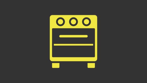 Gele Oven icoon geïsoleerd op grijze achtergrond. Een gasovenbord. 4K Video motion grafische animatie - Video