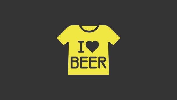 Yellow Beer T-shirt icon isolated on grey background. 4K Video motion graphic animation - Footage, Video