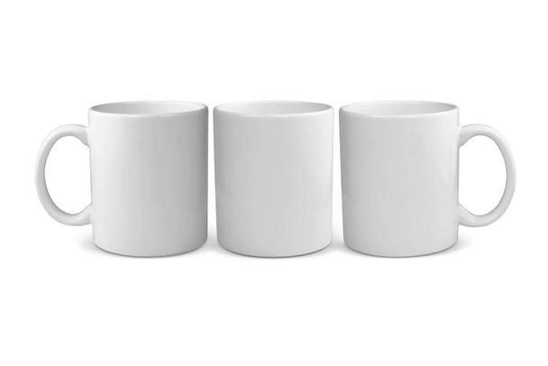 Three views of an 11 ounce coffee mug with a clipping path.  - Photo, Image