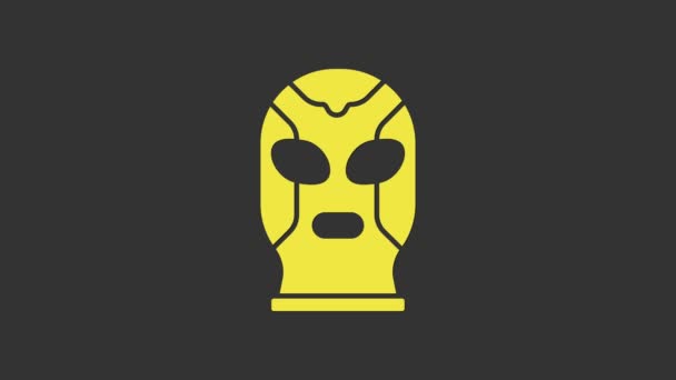 Gelbe mexikanische Wrestler-Ikone isoliert auf grauem Hintergrund. 4K Video Motion Grafik Animation - Filmmaterial, Video