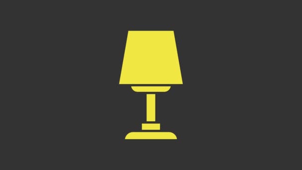 Gele Tafellamp pictogram geïsoleerd op grijze achtergrond. Bureaulamp. 4K Video motion grafische animatie - Video
