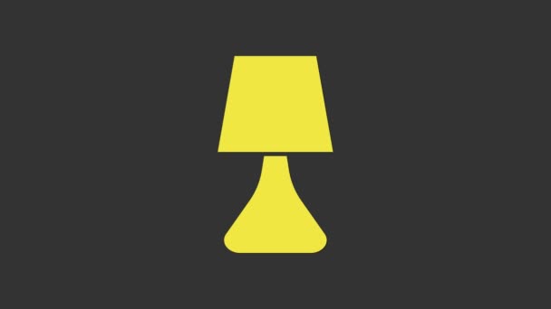 Yellow Table lamp icon isolated on grey background. Desk lamp. 4K Video motion graphic animation - Footage, Video