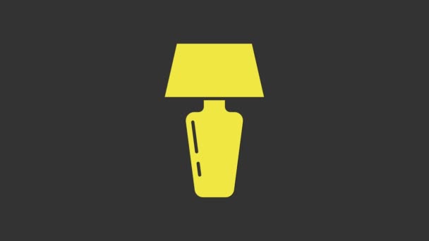 Icona lampada da tavolo gialla isolata su sfondo grigio. Lampada da scrivania. Animazione grafica 4K Video motion - Filmati, video