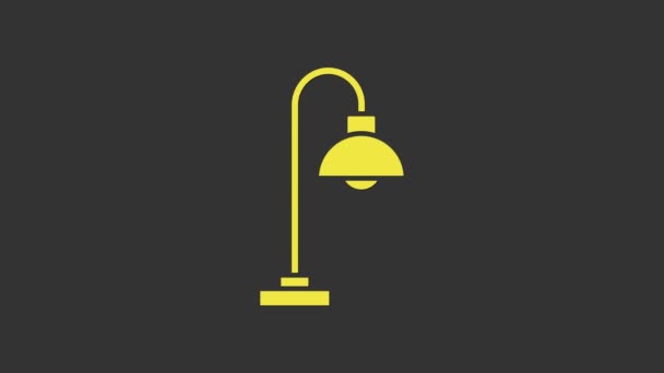 Amarelo ícone lâmpada de assoalho isolado no fundo cinza. Animação gráfica em movimento de vídeo 4K - Filmagem, Vídeo