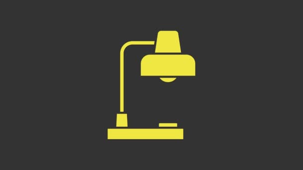 Ícone amarelo da lâmpada de mesa isolado no fundo cinza. Candeeiro. Animação gráfica em movimento de vídeo 4K - Filmagem, Vídeo