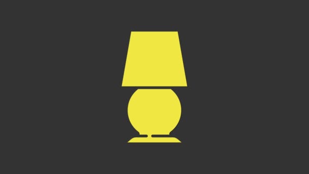 Sárga Asztali lámpa ikon elszigetelt szürke háttér. Asztali lámpa. 4K Videó mozgás grafikus animáció - Felvétel, videó
