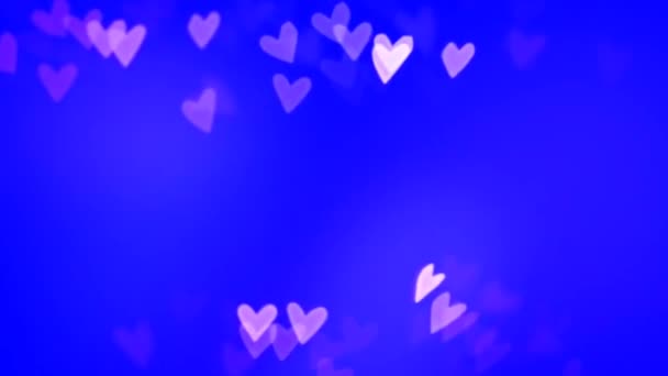 Beautiful Heart and Love su sfondo blu opaco Loop Filmato 4K Romantico colorato Glitter incandescente, cuori volanti. 3D Sfondo animato per Romanticismo, amore e San Valentino. - Filmati, video
