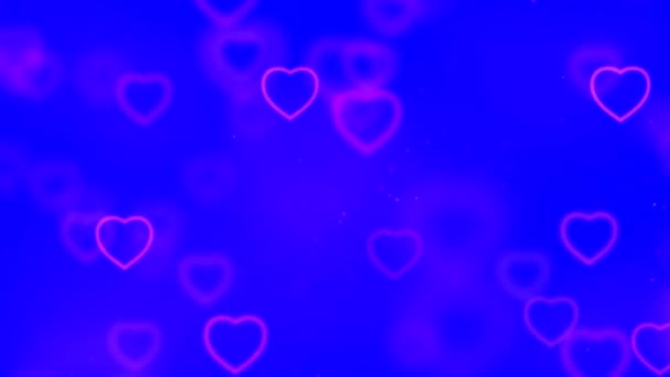 Hermoso corazón y amor en la pantalla azul mate Fondo Loop Filmación 4K Romántico colorido brillo brillante, corazones voladores. Fondo animado 3D para el Romance, el amor y el día de San Valentín. - Imágenes, Vídeo