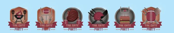 set of tailgate logo cartoon icon design template with various models. modern vector illustration isolated on blue background - Vector, Image