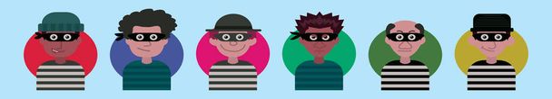 set of criminal cartoon icon design template in various models. modern vector illustration isolated on blue background - Vector, Image