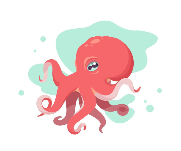 Octopus, vector cartoon illustration - Vector, Image
