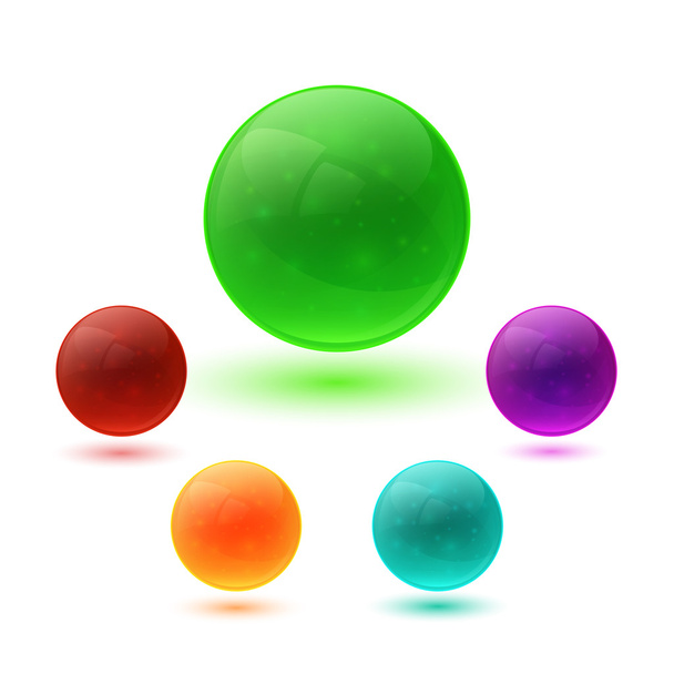 Set of colorful glossy spheres - Vector, imagen