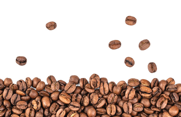coffee beans isolated, macro on white background - Photo, Image