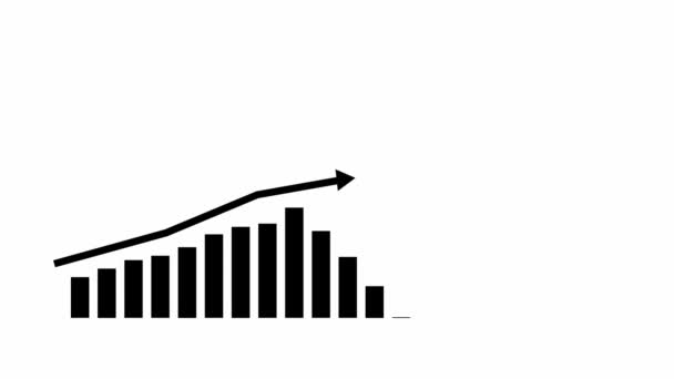トレンドライングラフ付きの金融成長チャート。経済の成長バーチャート。白を基調としたベクトルイラスト. - 映像、動画
