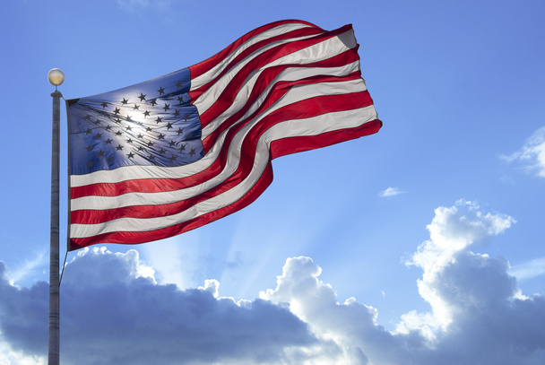 American flag waving in the wind - Φωτογραφία, εικόνα