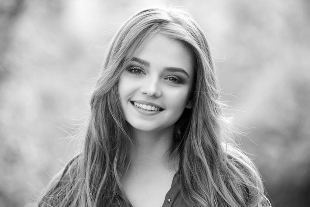 Emotions faces of cute girl. Beauty young woman outdoor. - Фото, зображення