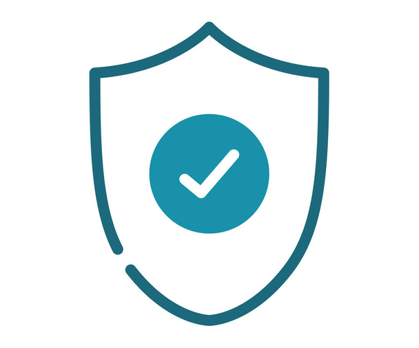 security shield safe single isolated icon with solid line style vector design illustration - Vector, Image
