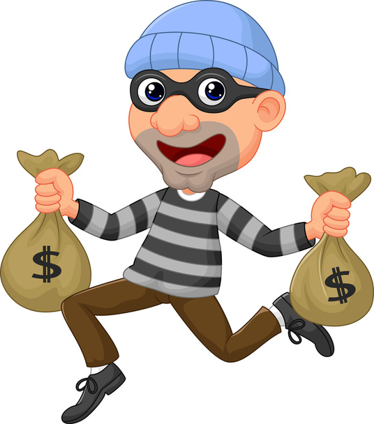 Thief carrying bags - Vector, Image