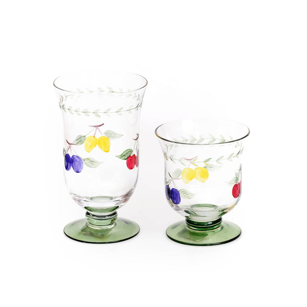 Two glass goblets isolated on white background - Photo, Image