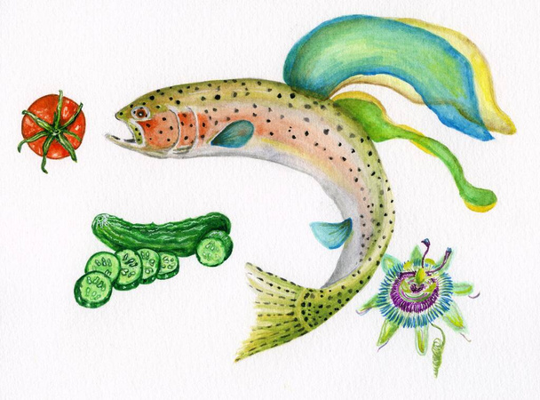 Aperitivo de pescado, boceto del autor  - Foto, imagen