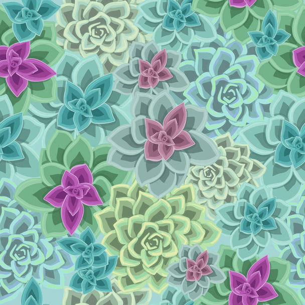Seamless background with succulents. Vector floral illustration - Vektori, kuva